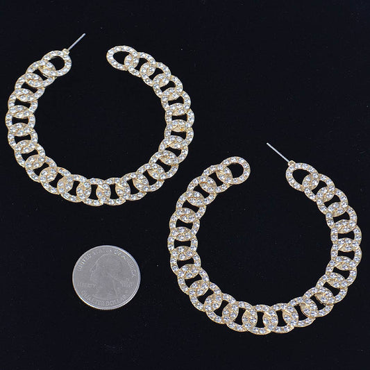 70mm Stoned Chain Hoop Earring