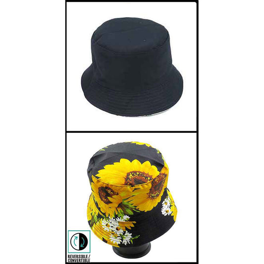 Reversible Sunflower Print Bucket Hat