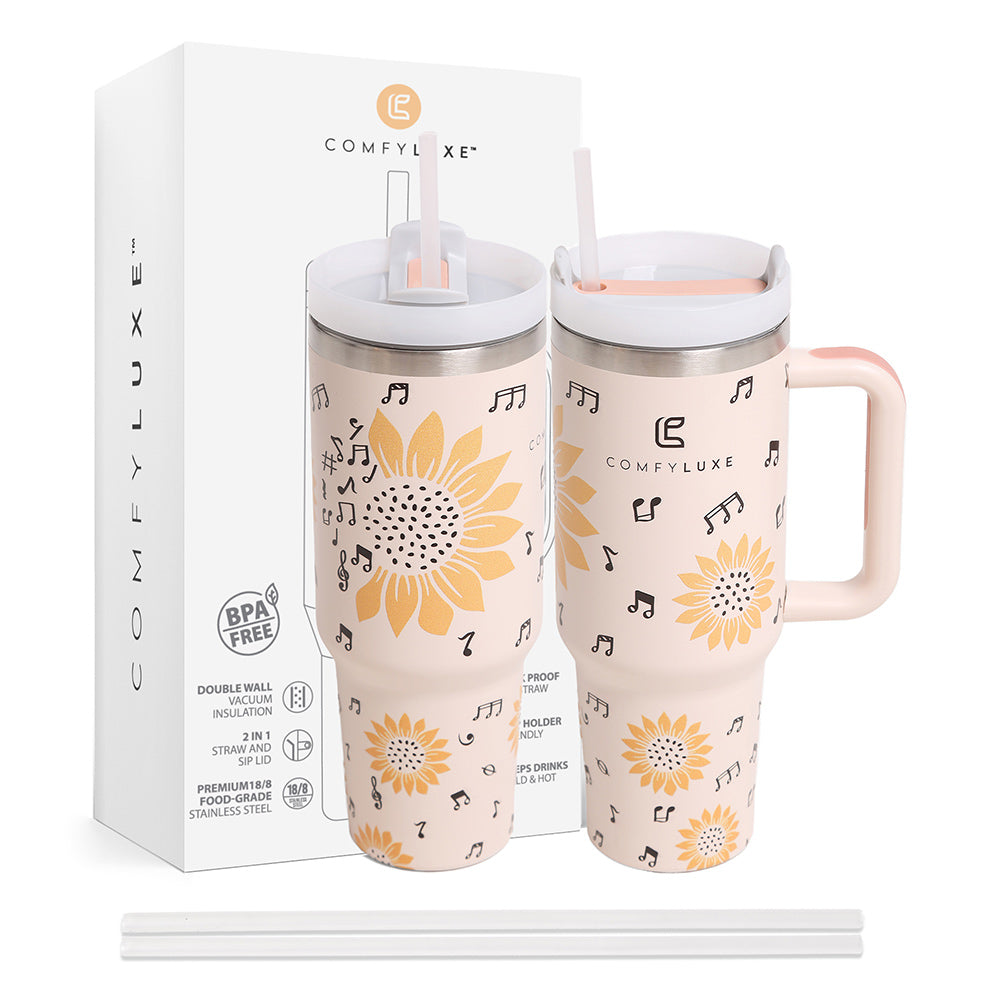 Sunflowers 40oz Double Wall Stainless Steel Tumbler With Handle