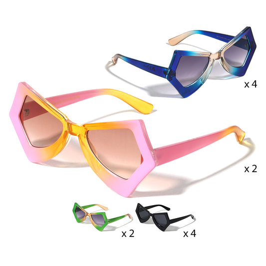 Gradient Lens Geometric Frame Wayfarer Sunglasses
