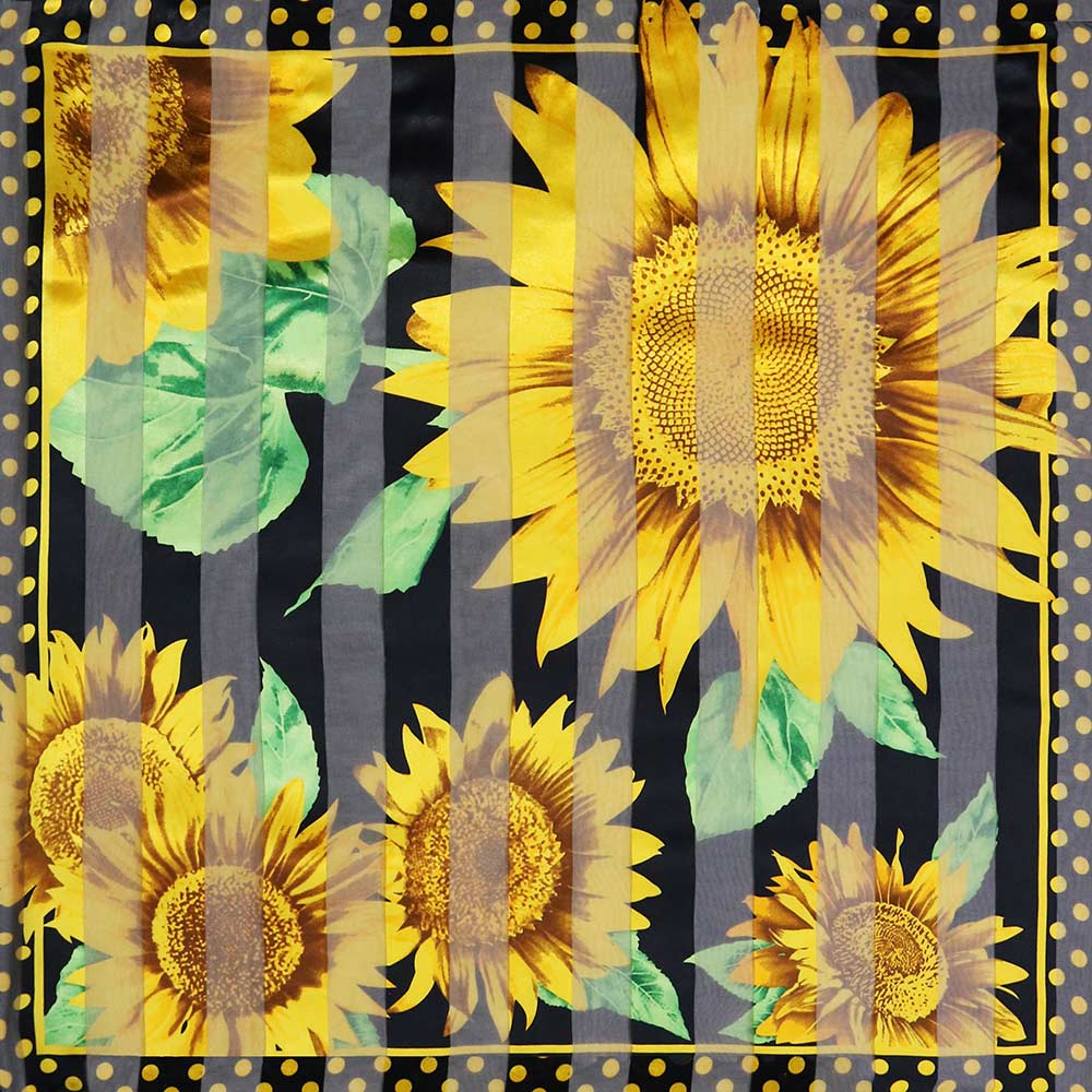 Silk Feel Sunflower Print Square Scarf