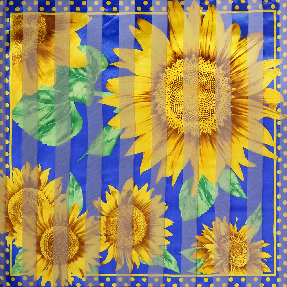 Silk Feel Sunflower Print Square Scarf