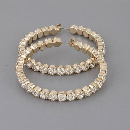 Clip-On Multi Rhinestone Hoop Earrings